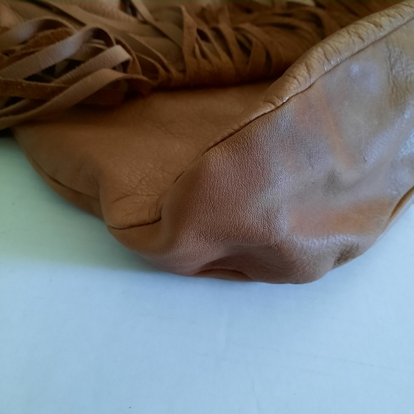 B. MAKOWSKY Leather Brown Fringe Hobo Handbag Purse - Picture 4 of 11